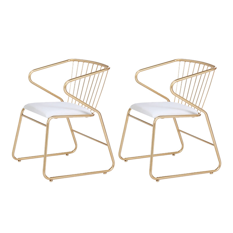 Traditional Metal Kitchen Dining Chair Upholstered Arm Chair with Gold Legs