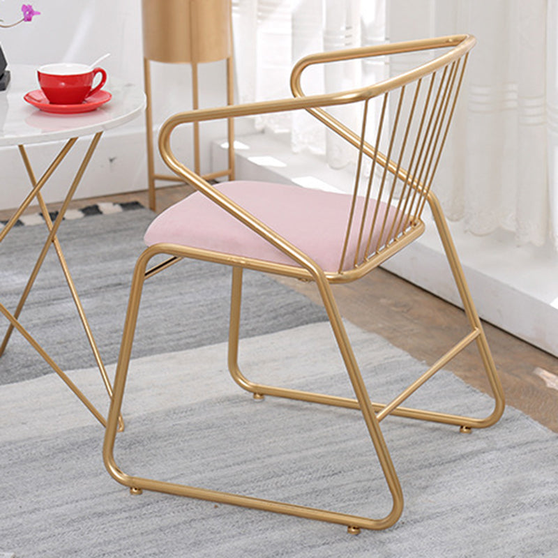 Traditional Metal Kitchen Dining Chair Upholstered Arm Chair with Gold Legs