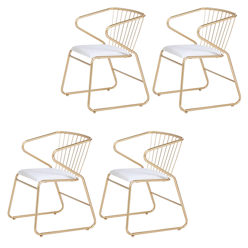 Traditional Metal Kitchen Dining Chair Upholstered Arm Chair with Gold Legs