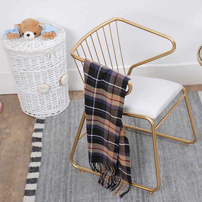 Traditional Metal Kitchen Dining Chair Upholstered Arm Chair with Gold Legs