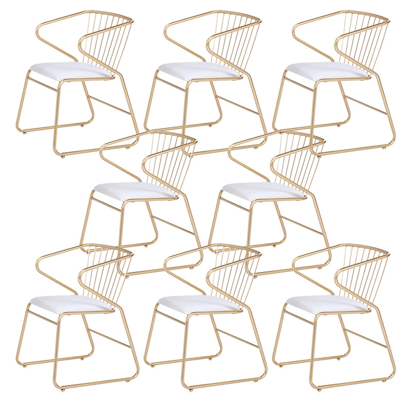 Traditional Metal Kitchen Dining Chair Upholstered Arm Chair with Gold Legs