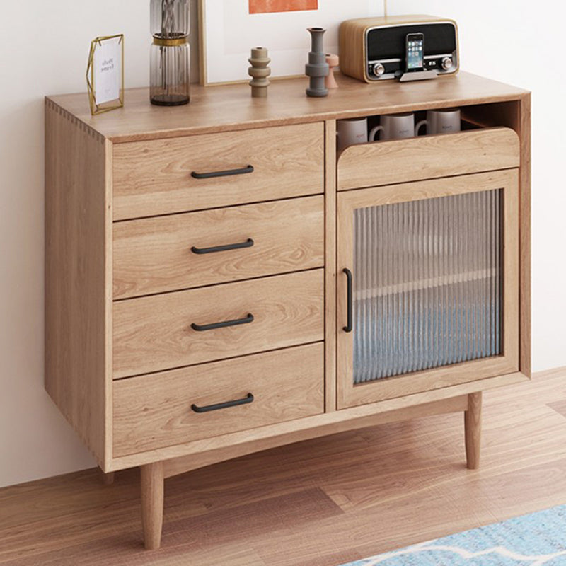 Wooden Sideboard Contemporary Home Side Board with Drawers and Cabinets