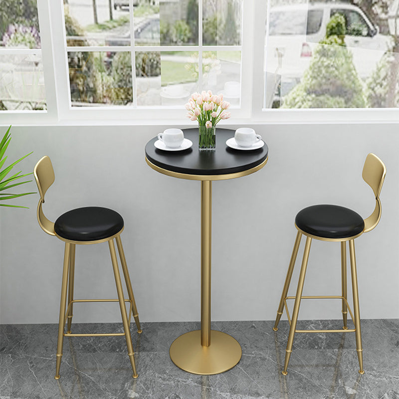 Glam Bar Table in Metal Pedestal Faux Marble Top Bar Dining Table for Small Places