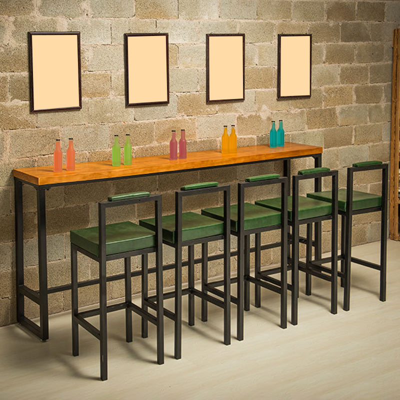 Industrial Bar Table Solid Wood Bar Height Rectangle Pub Table for Breakroom
