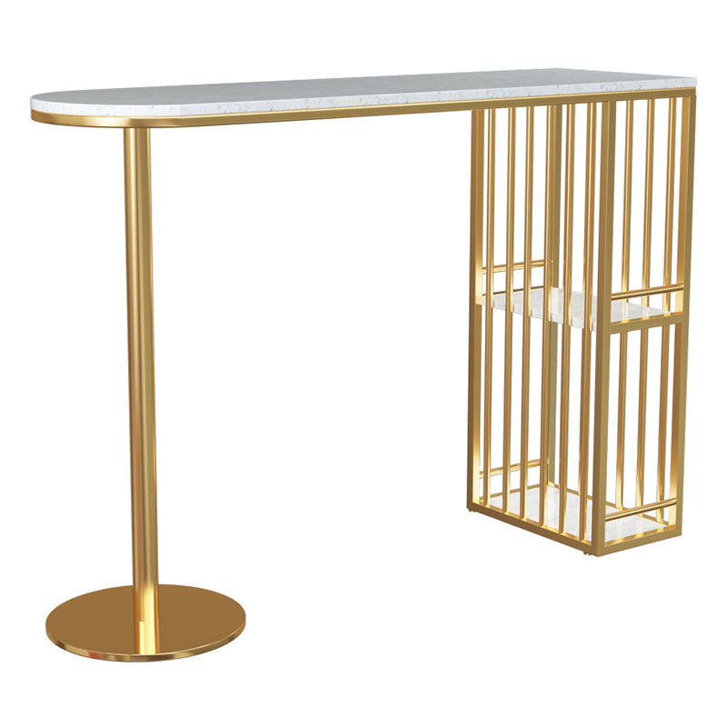 Glam Pub Height Dining Table Stone Top Pub Table with Gold Base