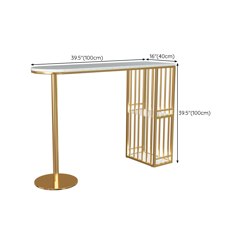 Glam Pub Height Dining Table Stone Top Pub Table with Gold Base