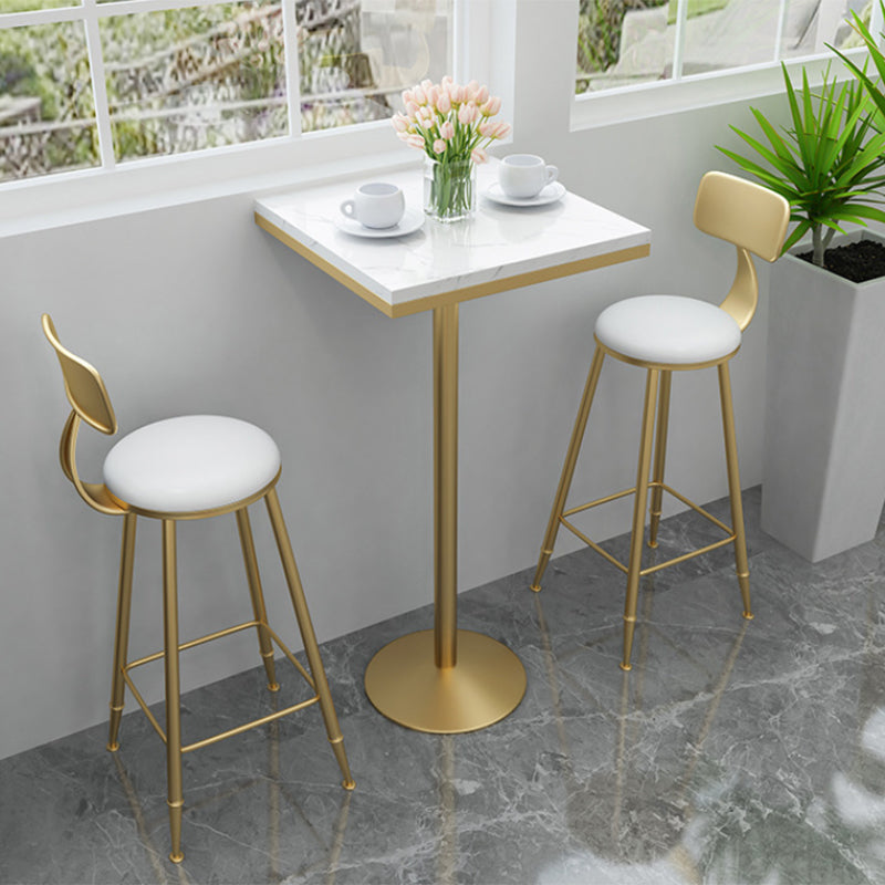 Glam Pub Table Pedestal Faux Marble Bar Table for Indoor and Breakroom