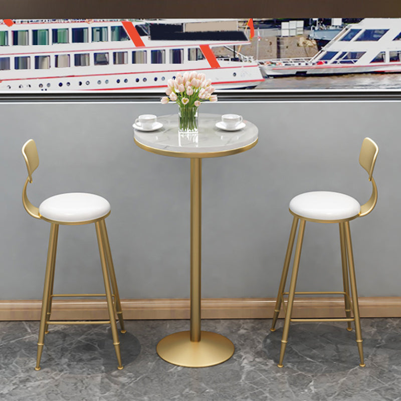 Glam Pub Table Pedestal Faux Marble Bar Table for Indoor and Breakroom