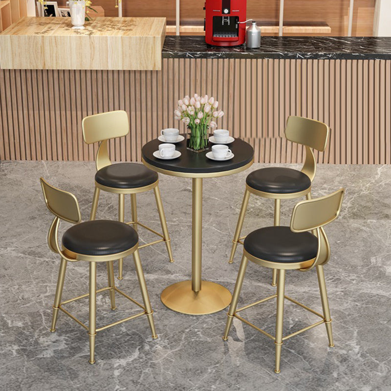 Glam Pub Table Pedestal Faux Marble Bar Table for Indoor and Breakroom