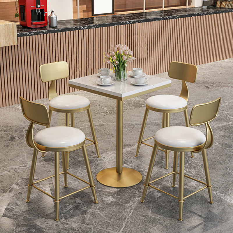 Glam Pub Table Pedestal Faux Marble Bar Table for Indoor and Breakroom