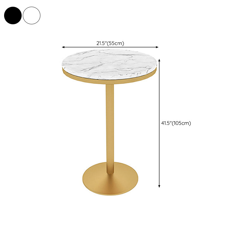 Glam Pub Table Pedestal Faux Marble Bar Table for Indoor and Breakroom