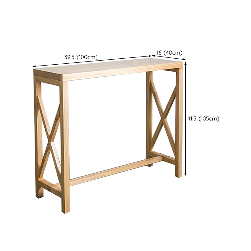Rectangle Bar Table Solid Wood Contemporary Pub Table for Indoor