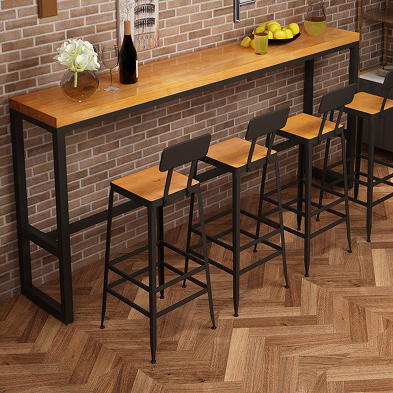 Rectangular Bar-height Table Solid Wood 41.3"H Bar Table with Black Base