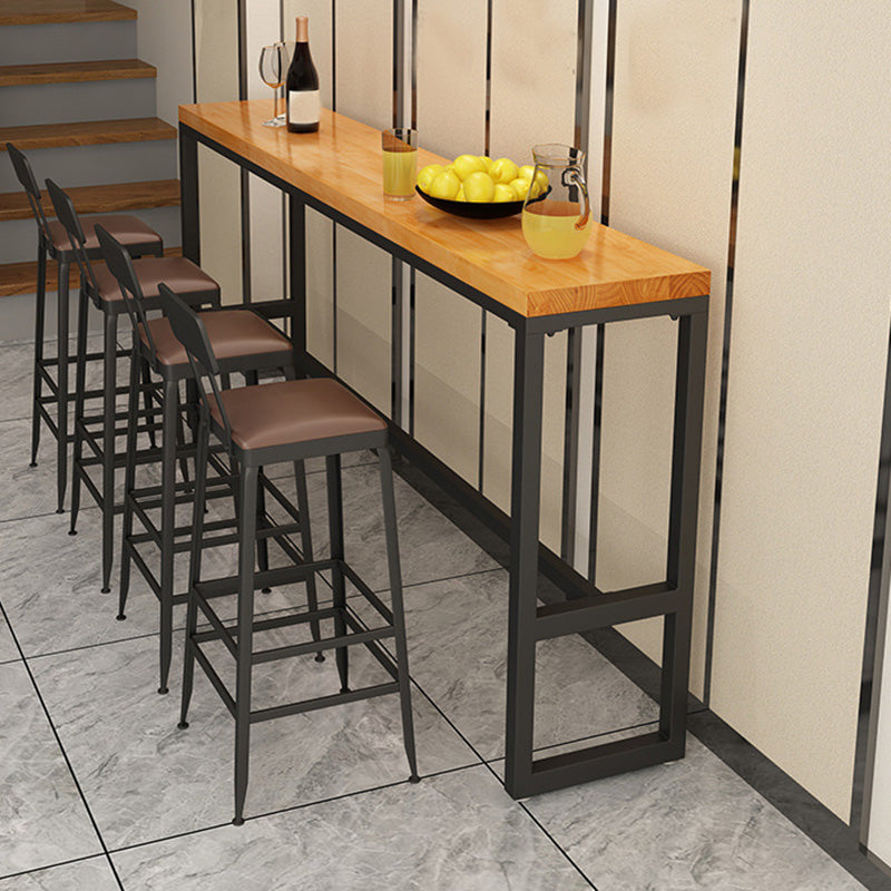 Rectangular Bar-height Table Solid Wood 41.3"H Bar Table with Black Base