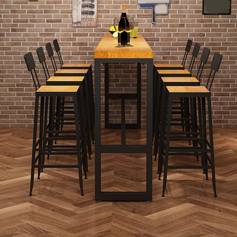 Rectangular Bar-height Table Solid Wood 41.3"H Bar Table with Black Base