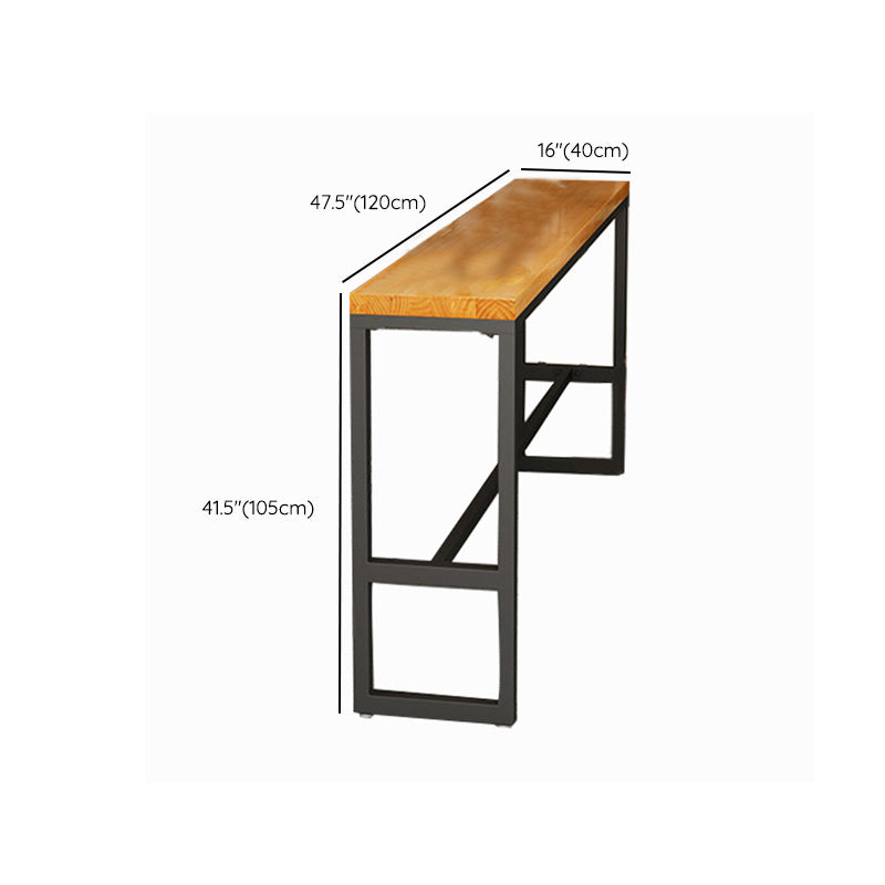 Rectangular Bar-height Table Solid Wood 41.3"H Bar Table with Black Base