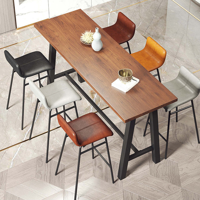 Modern Bar-height Table with Black Legs and Metal Base Bar Table