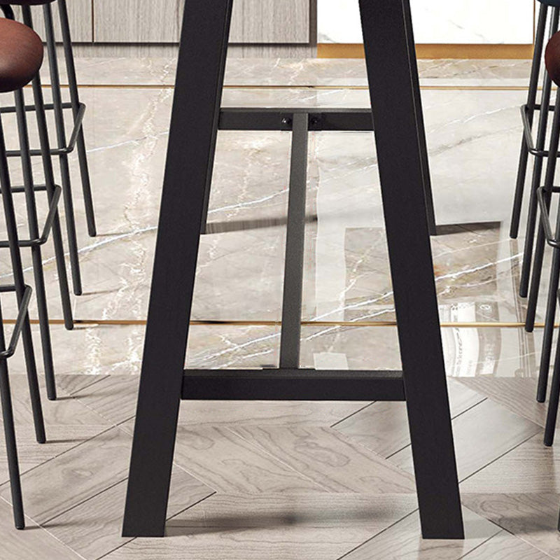 Modern Bar-height Table with Black Legs and Metal Base Bar Table