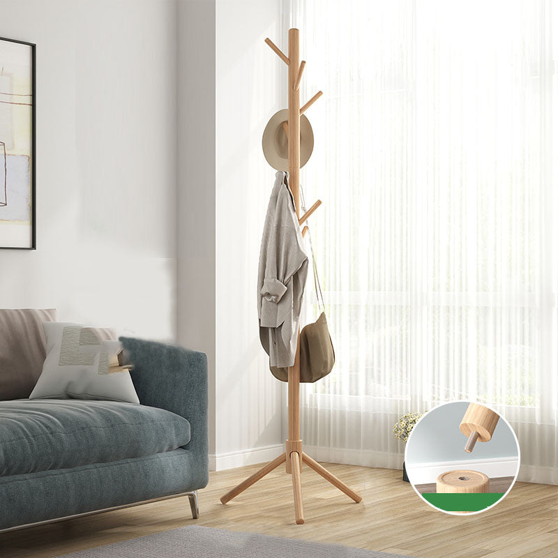 Solid Wood Free Standing Hall Tree Contemporary Hall Stand for Living Room