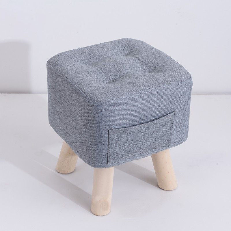 Modern Ottoman Fabric Upholstered Tufted Solid Color Pocket Square Ottoman with Chair Legs