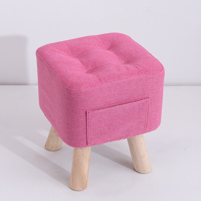 Modern Ottoman Fabric Upholstered Tufted Solid Color Pocket Square Ottoman with Chair Legs