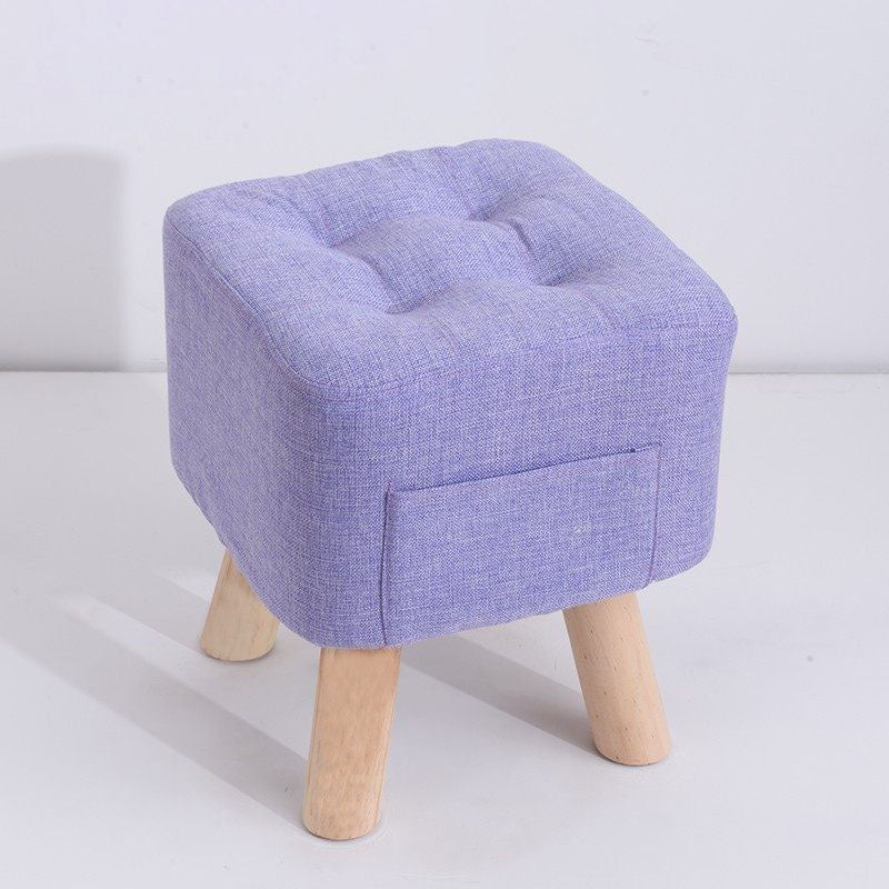 Modern Ottoman Fabric Upholstered Tufted Solid Color Pocket Square Ottoman with Chair Legs