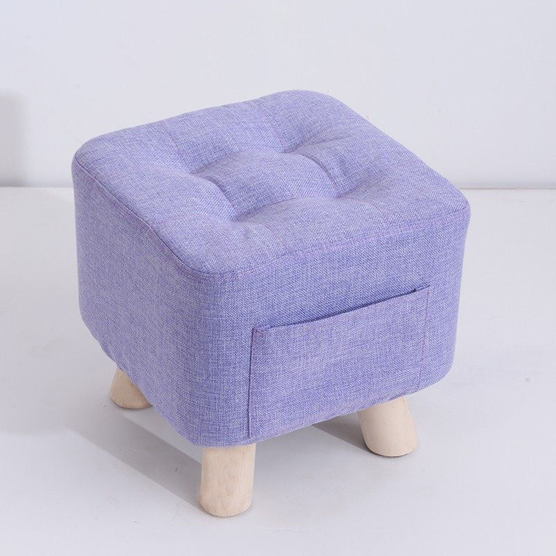 Modern Ottoman Fabric Upholstered Tufted Solid Color Pocket Square Ottoman with Chair Legs