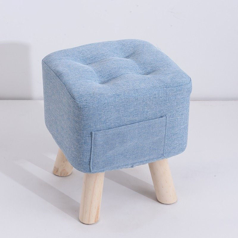Modern Ottoman Fabric Upholstered Tufted Solid Color Pocket Square Ottoman with Chair Legs