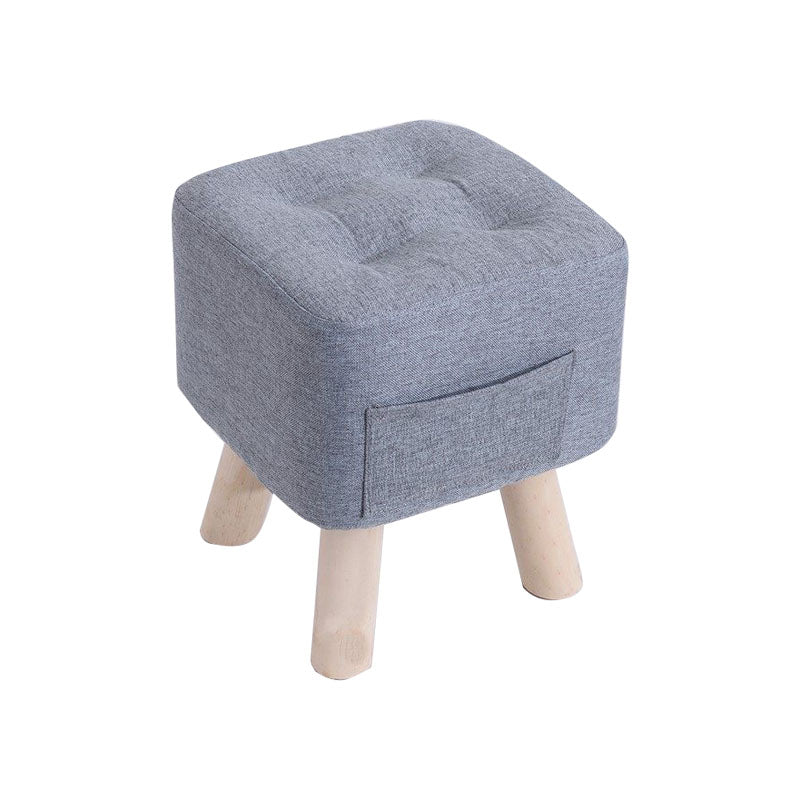 Modern Ottoman Fabric Upholstered Tufted Solid Color Pocket Square Ottoman with Chair Legs