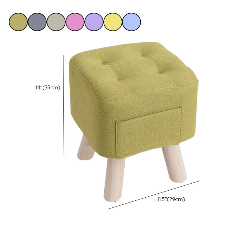 Modern Ottoman Fabric Upholstered Tufted Solid Color Pocket Square Ottoman with Chair Legs