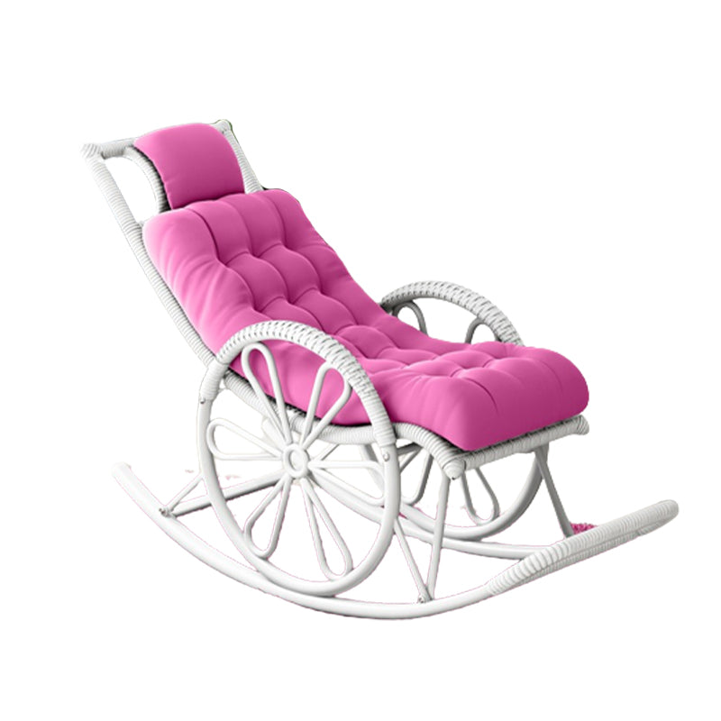 Modern Rocker Wicker Removable Cushions Tufted with Gray Frame Rocking Chair