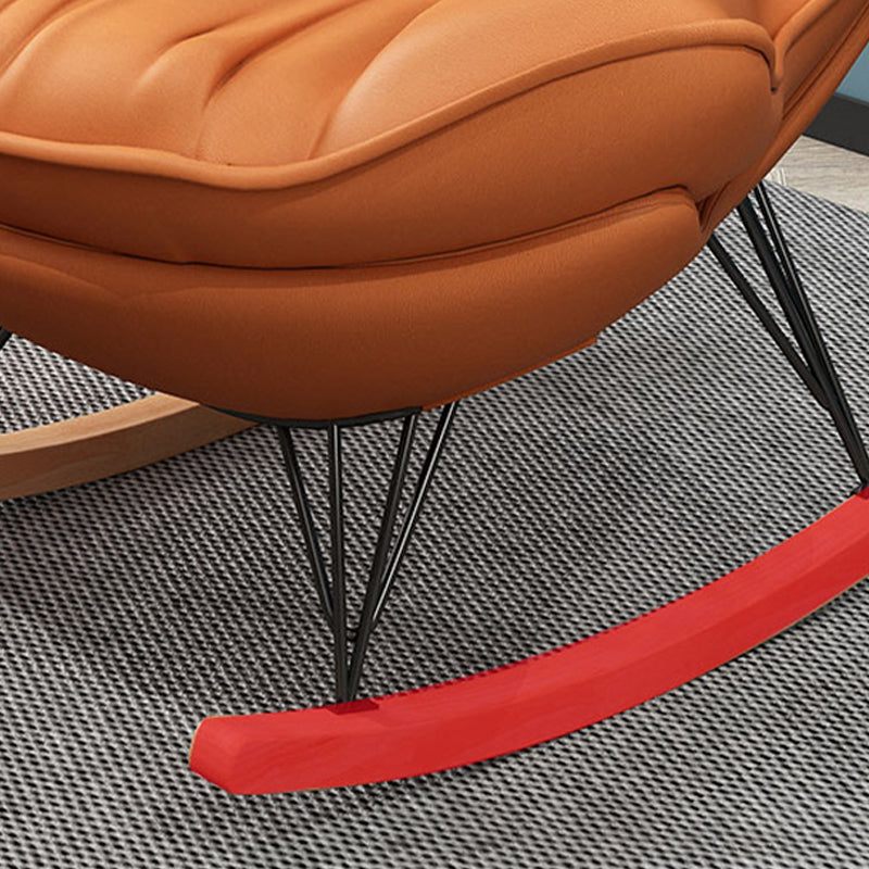 Contemporary Rocker Upholstered Tufted Cushions with Dark legs Glider