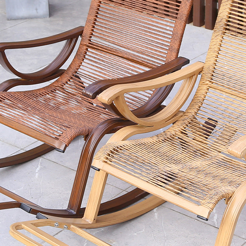Modern Rocker Wicker Woven Rope with Gray Frame Recliner Chair