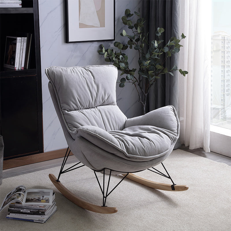 Leisure Rocking Chair Velvet Pure Color Indoor Rocker Chair with Ottoman