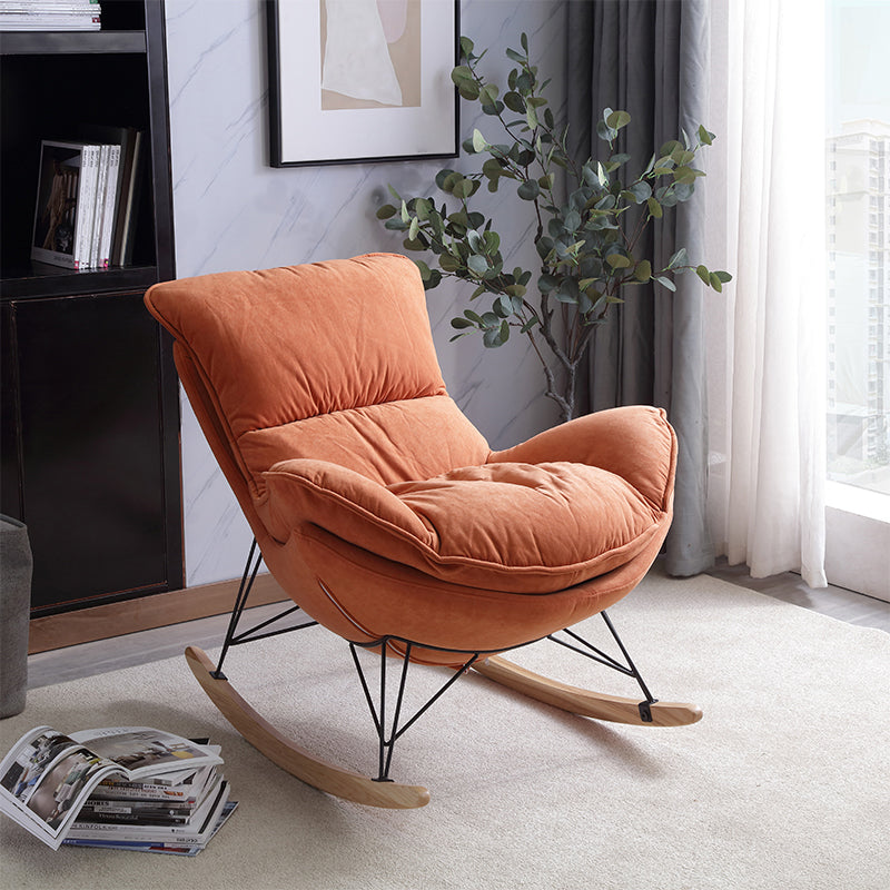 Leisure Rocking Chair Velvet Pure Color Indoor Rocker Chair with Ottoman
