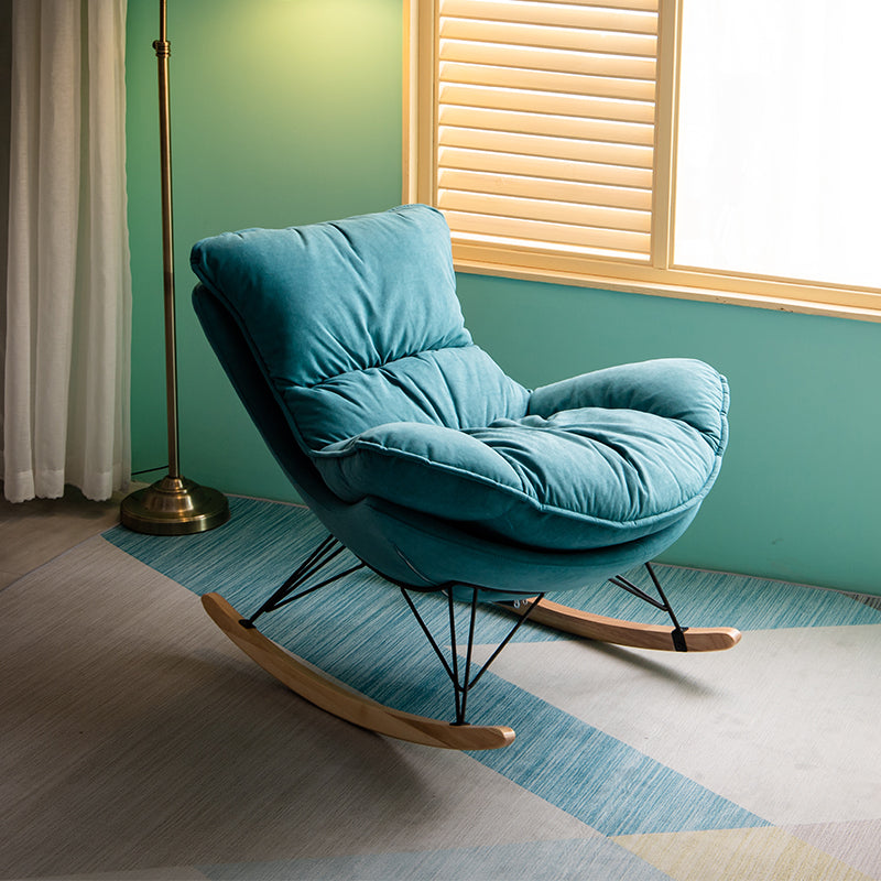 Leisure Rocking Chair Velvet Pure Color Indoor Rocker Chair with Ottoman