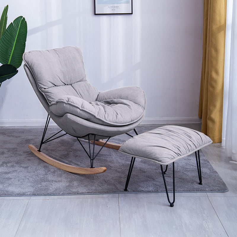 Leisure Rocking Chair Velvet Pure Color Indoor Rocker Chair with Ottoman