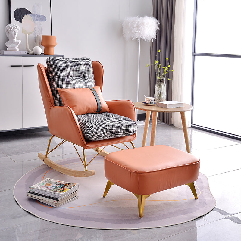 Faux Leather Modern Rocking Chair Water Resistant Rocker Chair with Pillow