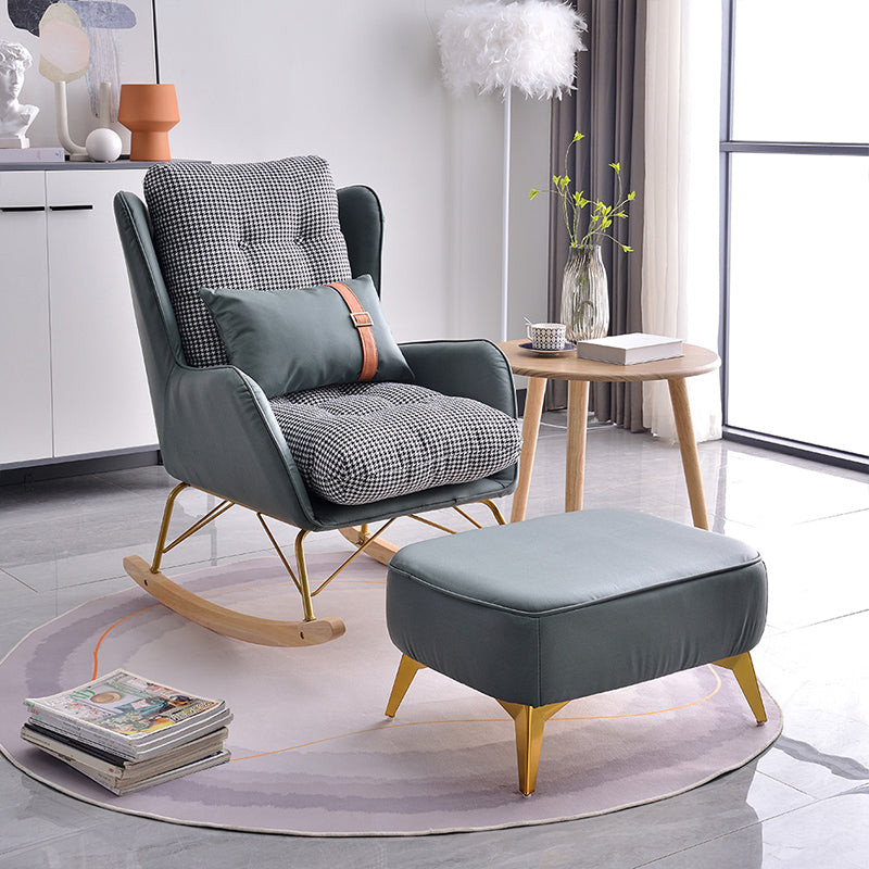 Faux Leather Modern Rocking Chair Water Resistant Rocker Chair with Pillow