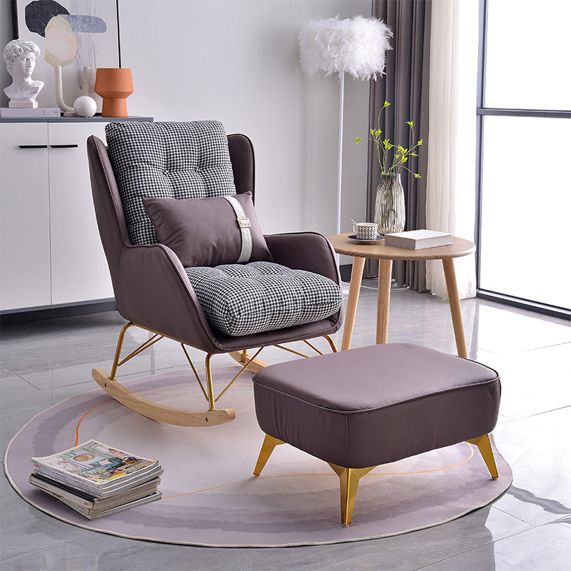 Faux Leather Modern Rocking Chair Water Resistant Rocker Chair with Pillow