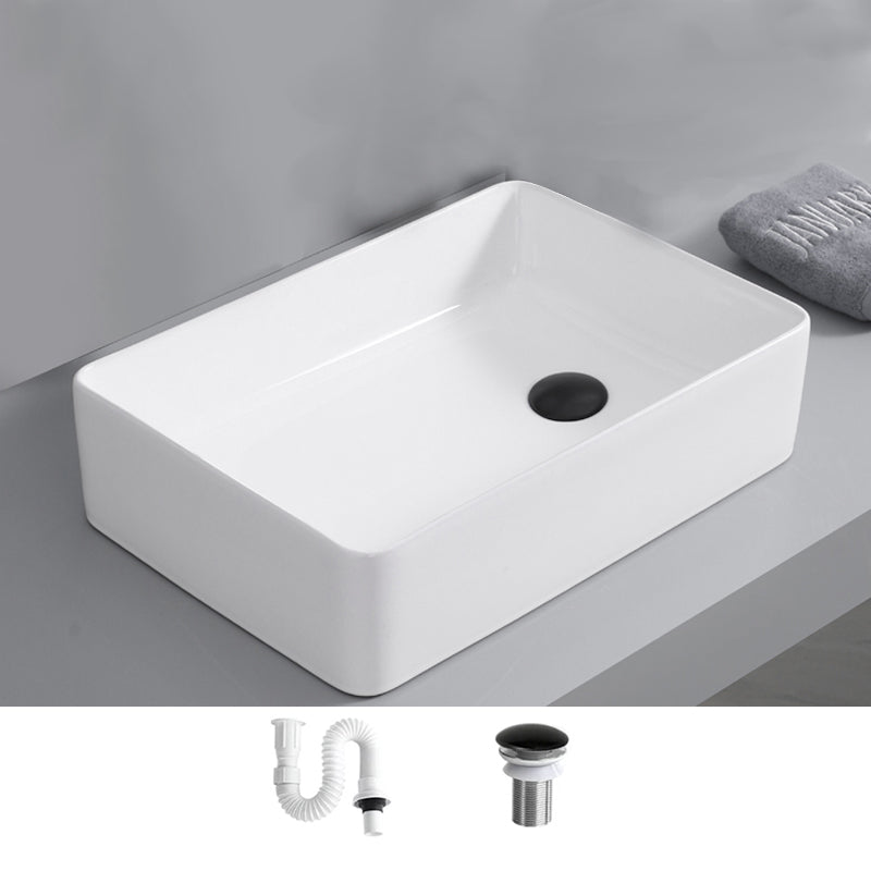 Contemporary Bathroom Sink with Single Faucet Hole Solid Color Oval-Shape Vessel Sink