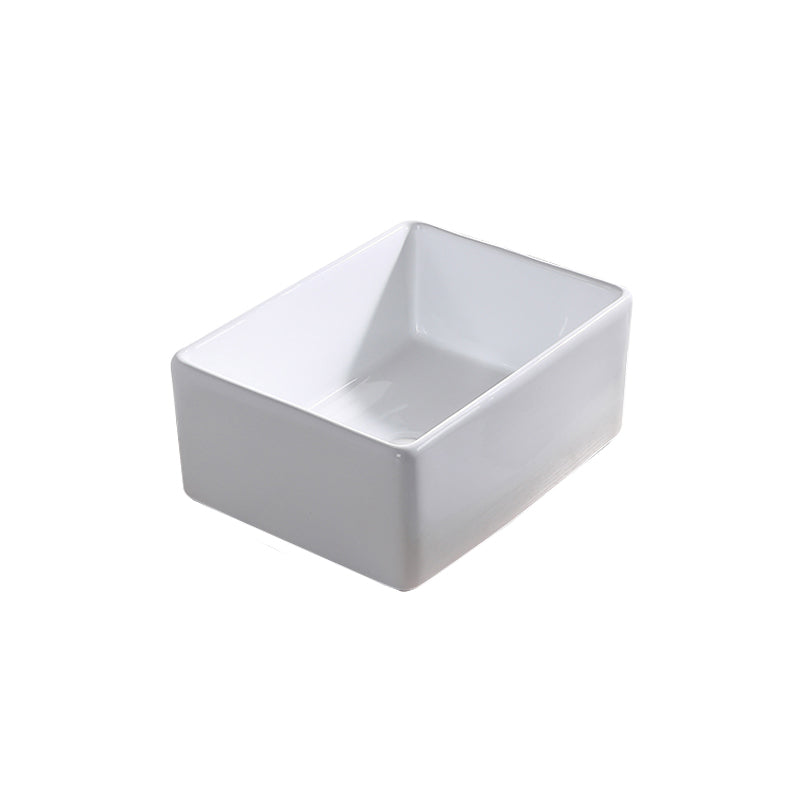 Contemporary Bathroom Sink Pop-Up Drain Porcelain Rectangular Vessel Lavatory Sink