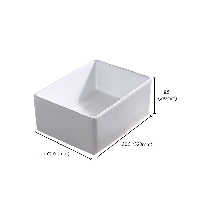 Contemporary Bathroom Sink Pop-Up Drain Porcelain Rectangular Vessel Lavatory Sink