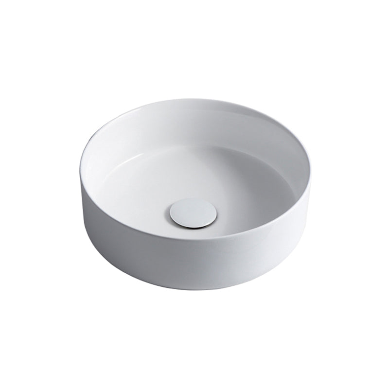 Modern Bathroom Sink Porcelain Solid Color Round Vessel Bathroom Sink