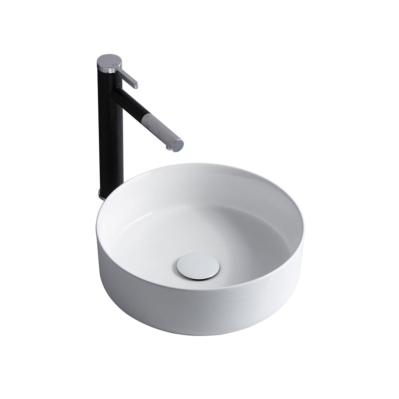 Modern Bathroom Sink Porcelain Solid Color Round Vessel Bathroom Sink
