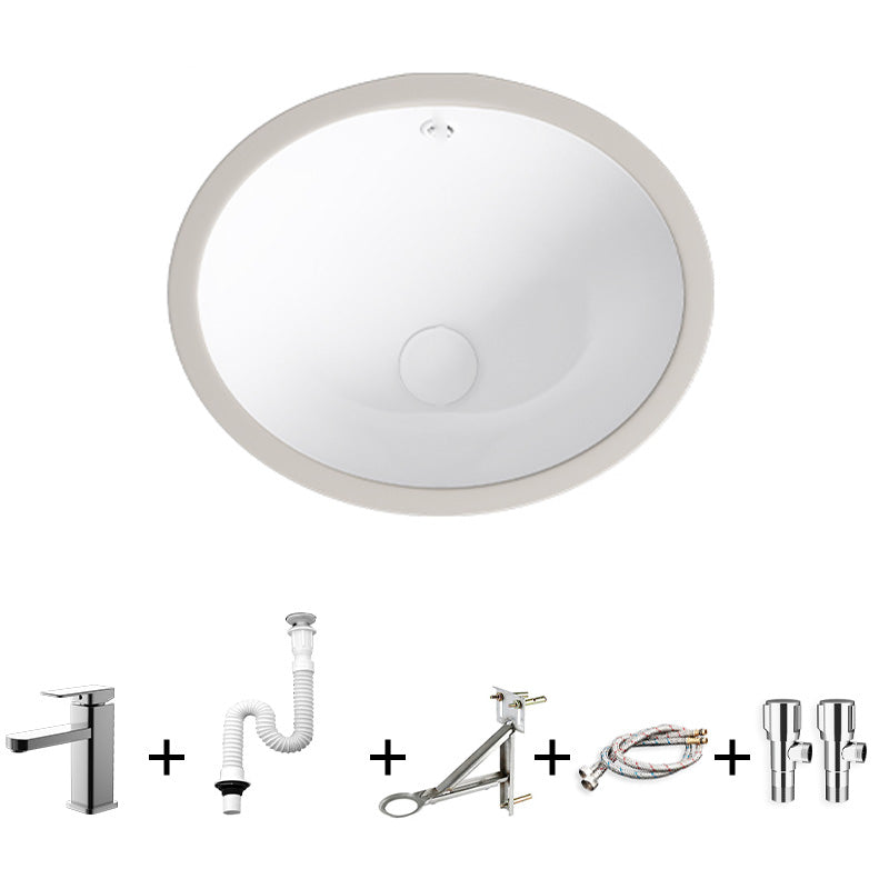 Modern Bathroom Sink Pop-Up Drain Porcelain Solid Color Oval-Shape Vessel Lavatory Sink
