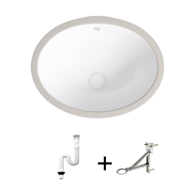 Modern Bathroom Sink Pop-Up Drain Porcelain Solid Color Oval-Shape Vessel Lavatory Sink