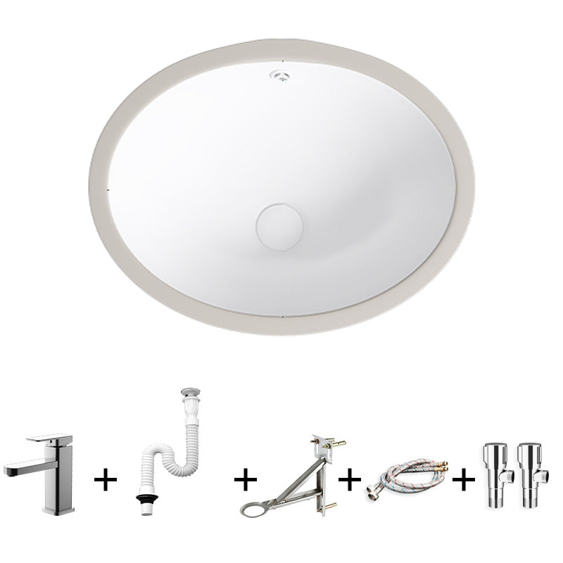 Modern Bathroom Sink Pop-Up Drain Porcelain Solid Color Oval-Shape Vessel Lavatory Sink