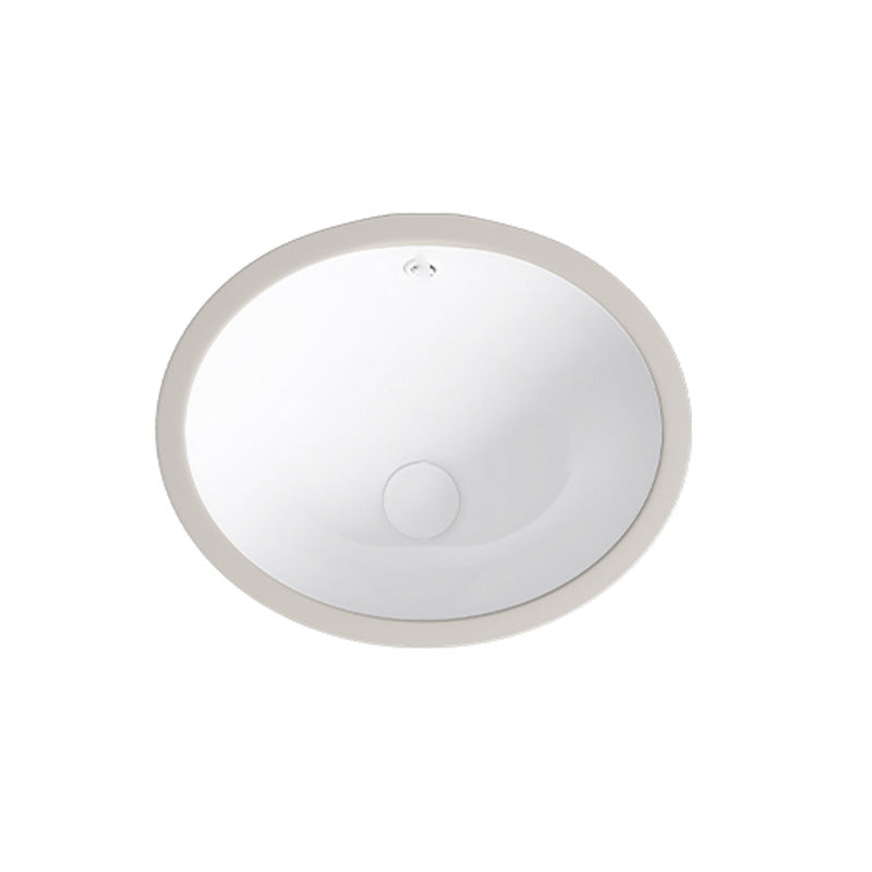 Modern Bathroom Sink Pop-Up Drain Porcelain Solid Color Oval-Shape Vessel Lavatory Sink
