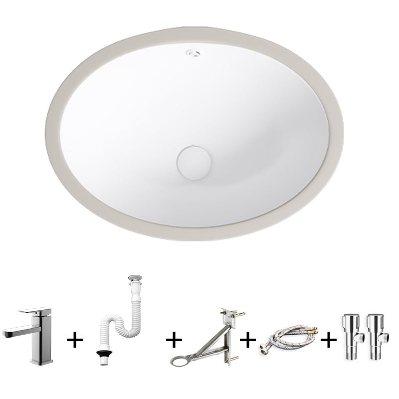 Modern Bathroom Sink Pop-Up Drain Porcelain Solid Color Oval-Shape Vessel Lavatory Sink